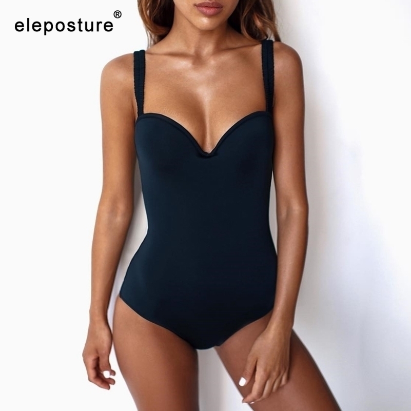 

Sexy Black White Swimsuit Women Bodysuit Swimwear Push Up Monokini Solid Bathing Suit Beachwear Swimming Suit Y200319