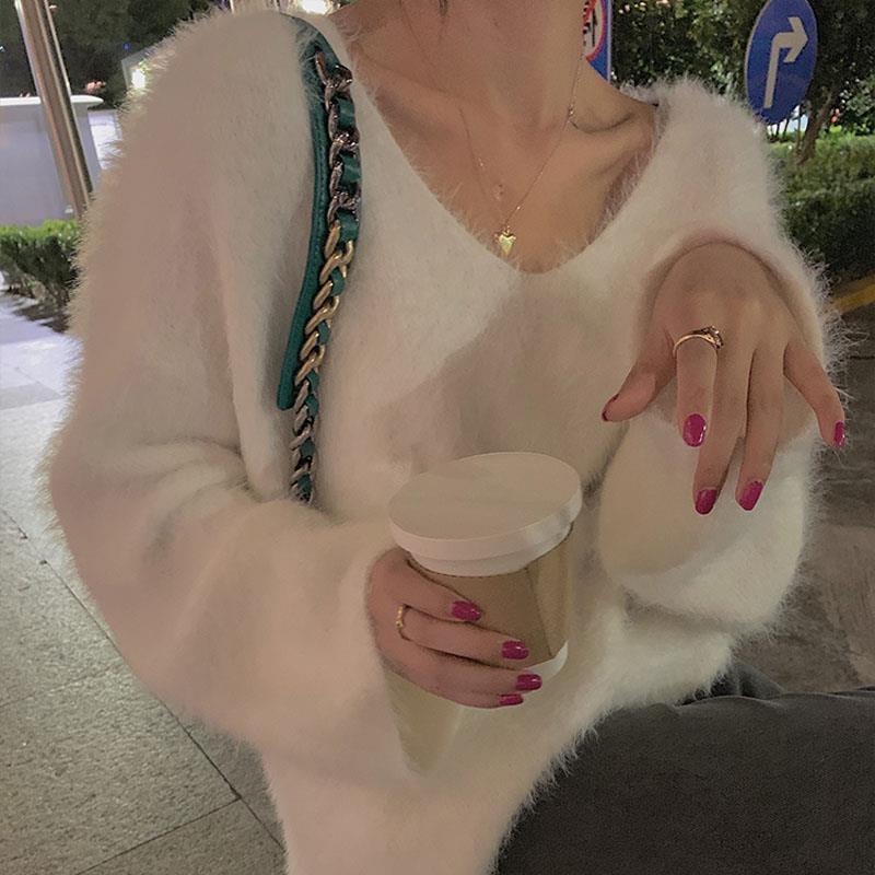 

Women' T-Shirt Autumn And Winter Korean Version Of The Trend Simple Loose Wild Casual Solid Color Plus Velvet Thick Warm TopWomen, White