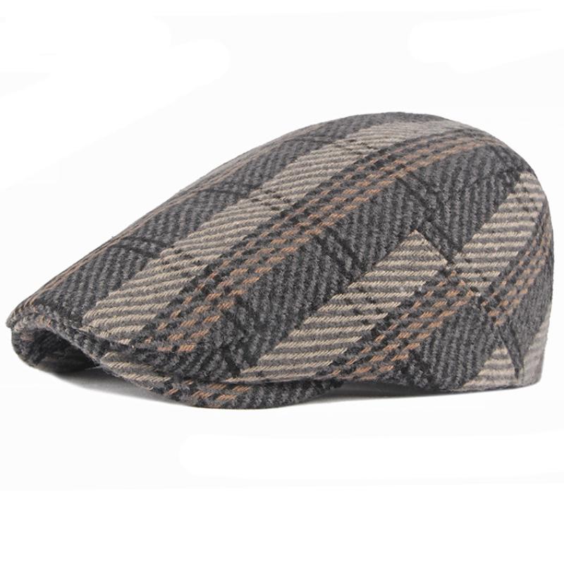 

Berets Men Women Autumn Winter Hat Vintage Plaid Ivy Sboy Flat Cap Male Female Artist Painter Beret Wool CapBerets, Black