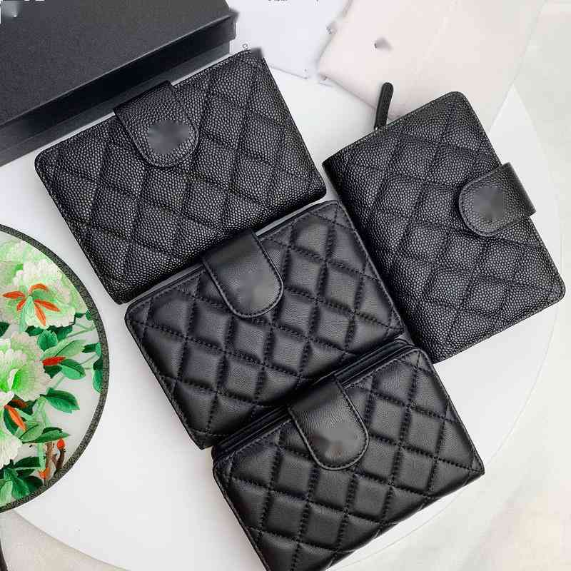 

Luxury Brand design 2611 Letter plaid CC chain short wallet lambskin women's le boy pocket caviar Leather zipper card pack coin Purse Clutch Pouches