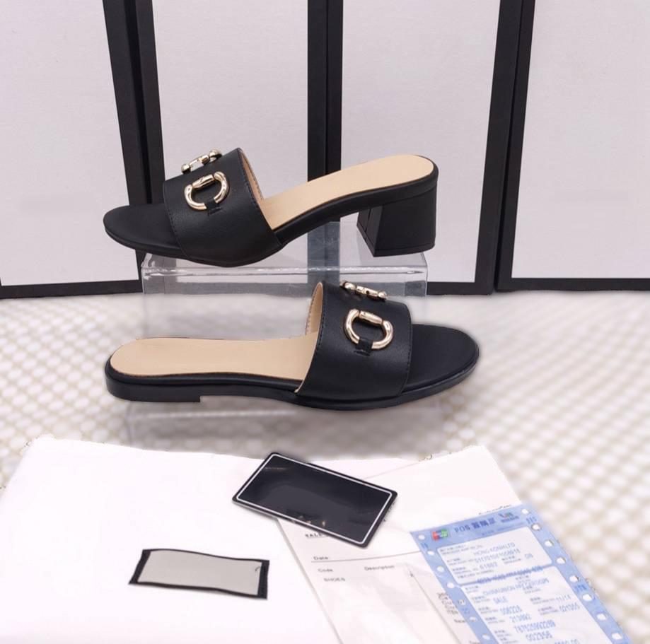 

Ladies Classic Sandals New Electric Embroidered flat and Mid Heel Slipper G Card Multicolor Classic Black Ladie Slippers Fashion Sandal Size