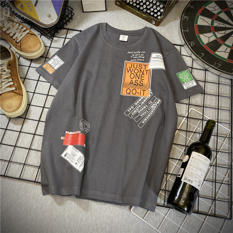 

Mens Causal Printed Hip Hop T Shirt Men Pullover Oversized Harajuku T-shirt Summer Short Sleeve Tee Tops Cotton O-Neck T-shirts 22, White