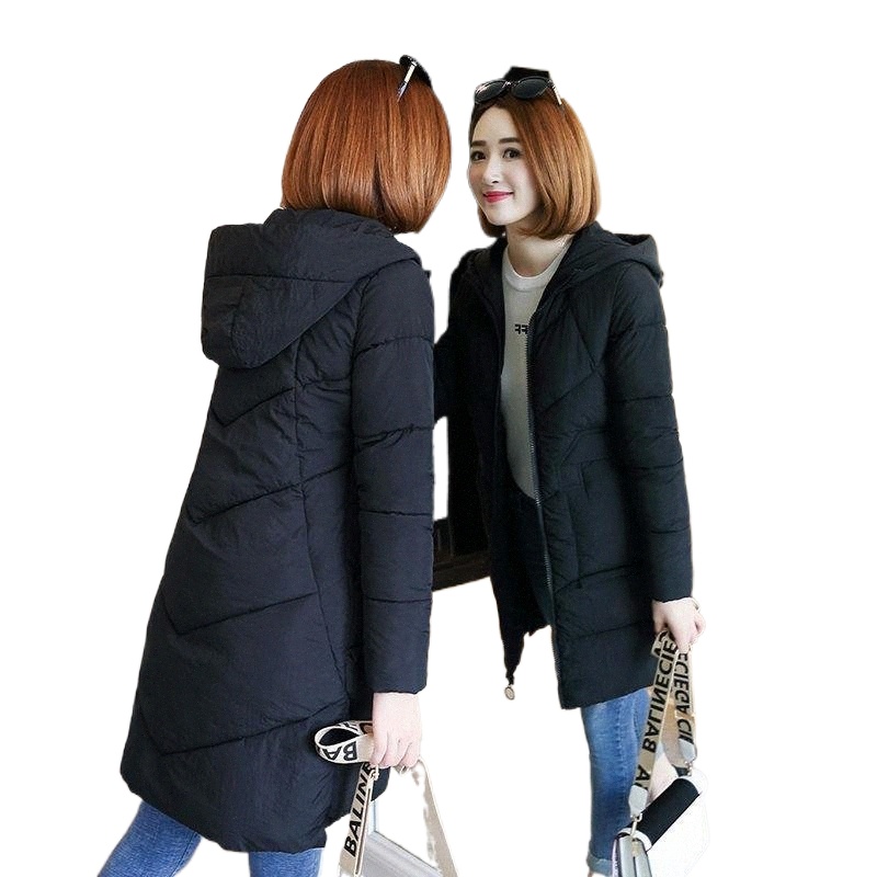 women's Down & Parkas 2021 Female Winter Thickening Warm Coat Solid Long Sleeve Hooded Loose Jacket Women Cotton Padded Q987 w5ao#