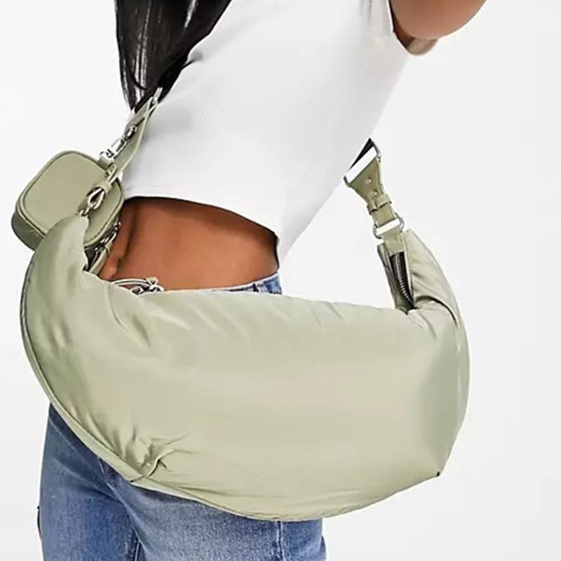 

Evening Bags Casual Hobos Nylon Women Shoulder Designer Brands Lady Large Capacity Tote Travel Purses 2 Set 2022Evening, Green