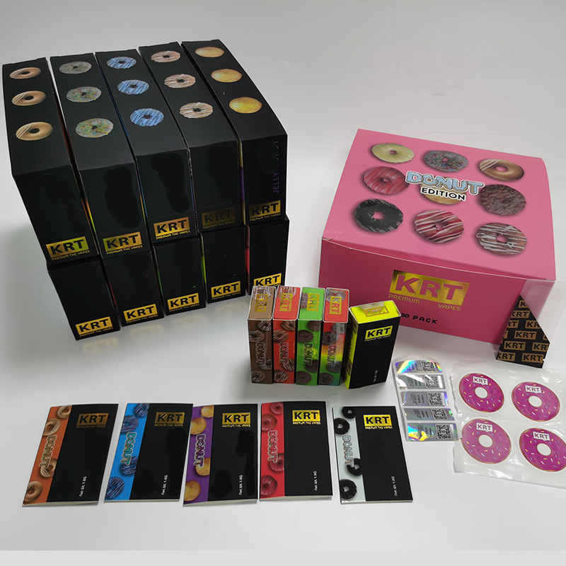 

10 Strains KRT Donut Editon Vape Cartridges Atomizers 0.8ml 1.0ml Carts Glass Tank Thick Oil Carts Dab Vaporizer E Cigarettes Packaging 510 Thread Empty