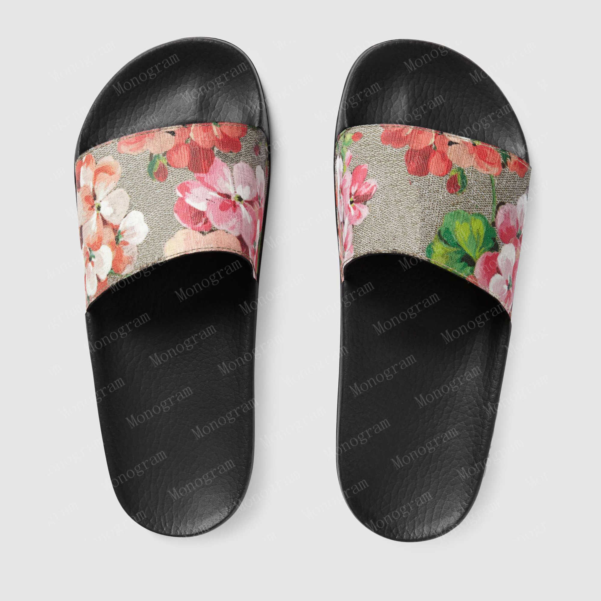 

2022 slipper women sandals men slides waterfront beige leather sandal womens high heels mens shoes 36-45 with orange box and dust bag, #02 red flower