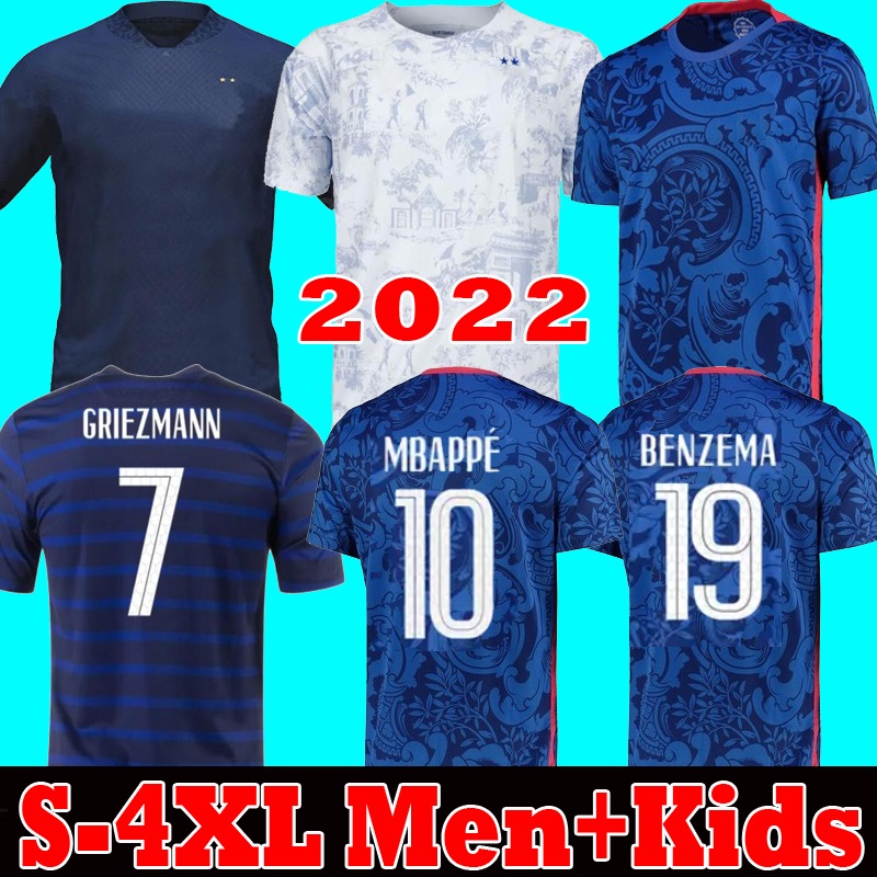 

French 2022 BENZEMA soccer jersey MBAPPE GRIEZMANN POGBA Maillot de foot kids Fooball shirt, Away kids