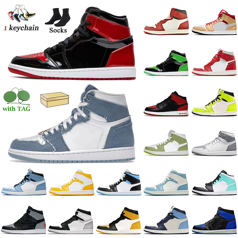 

Denim 1s Patent Bred Jumpman 1 Women Mens Basketball Shoes 2022 Newstalgia Chenille Size 13 Men Sneakers Dark Mocha Chicago Reimagined Obsidian OG Shadow Trainers, A66 high og hand crafted 36-47