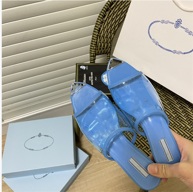 2022 lastest classics Luxury Designer Women Slippers Transparent PVC Sandals Womens letter Printed Summer slipper Slides lady Flip Flops Flat Bea