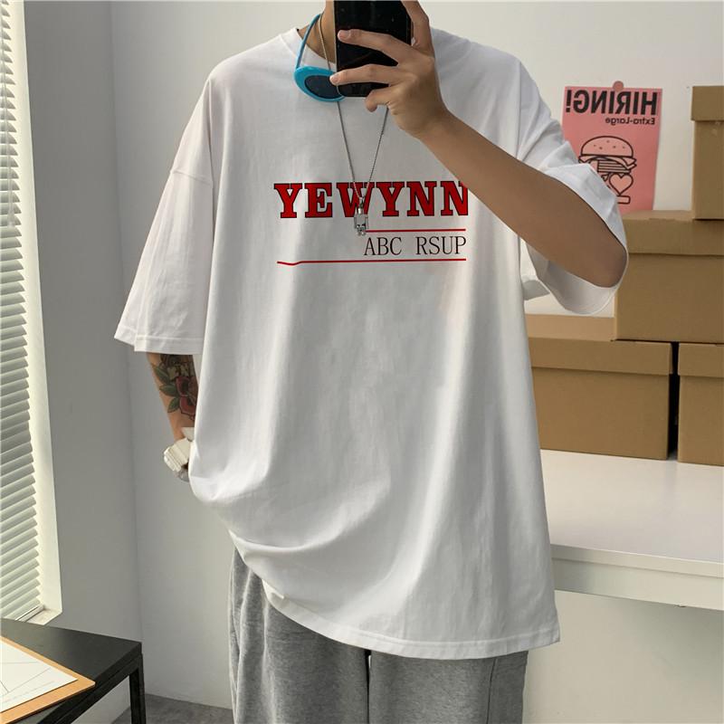 

Men' T-Shirts Men' Top 2022 Summer Letter Printing Five-point Cotton Short-sleeved T-shirt Trend Round Neck Half SleeveMen, White