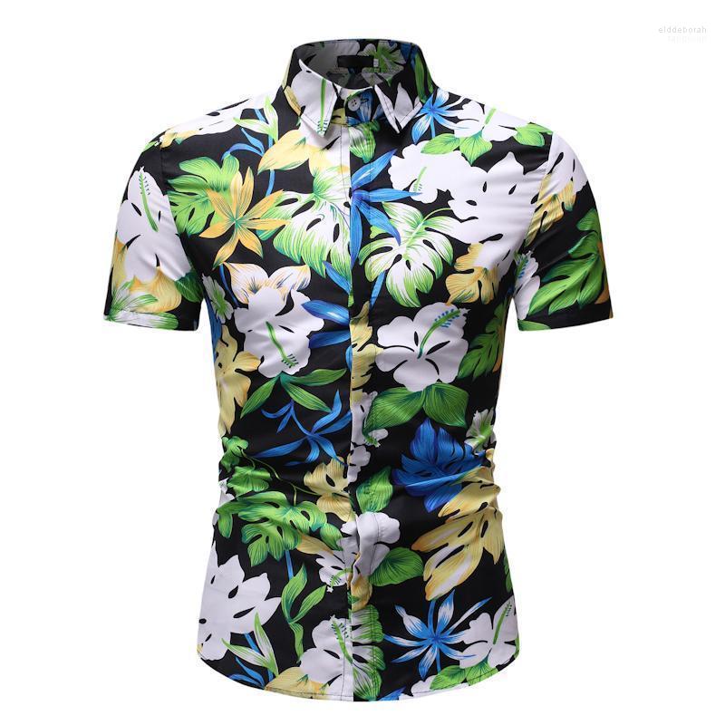 

Men's Casual Shirts Mens Short Sleeve Hawaiian Shirt Summer Aloha Men Button Down Floral Party Beach Vacation CamisaMen's Eldd22, As picture show