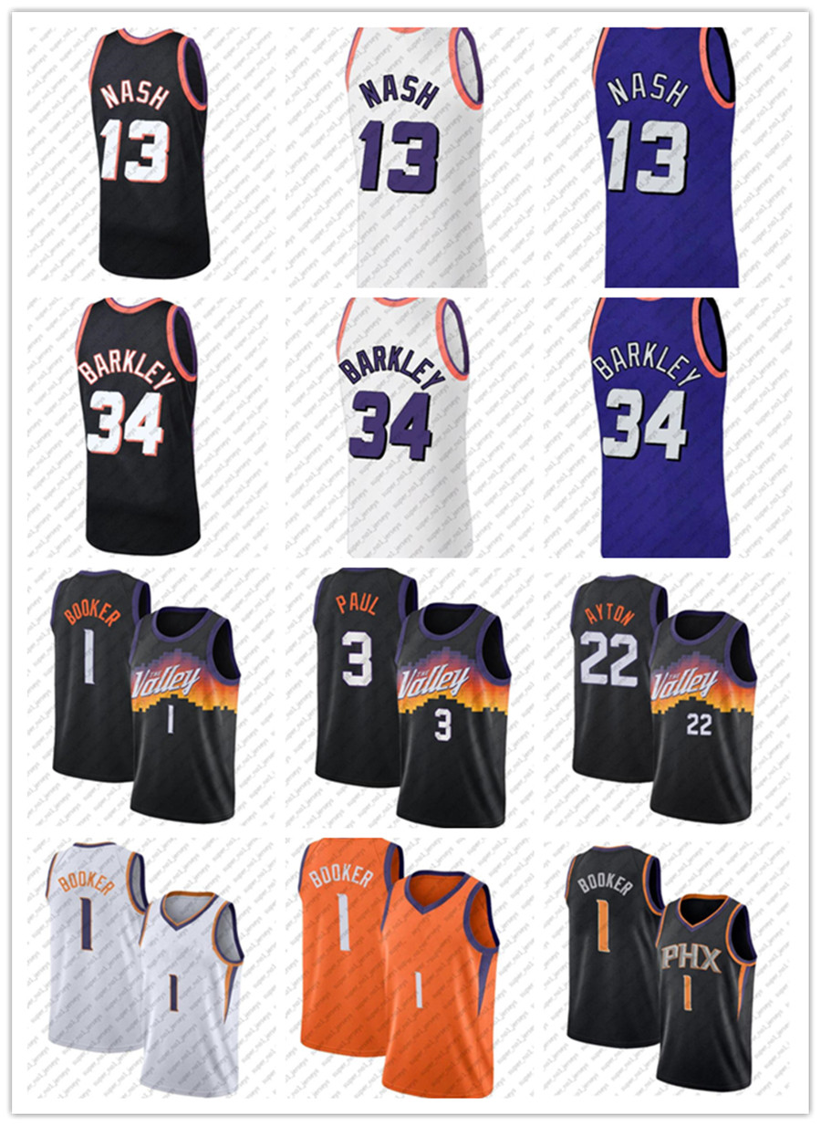 

2021 2022 Devin 1 Booker Chris DeAndre Paul Ayton Jerseys Throwback 13 Steve Charles Nash Barkley Jersey Basketball