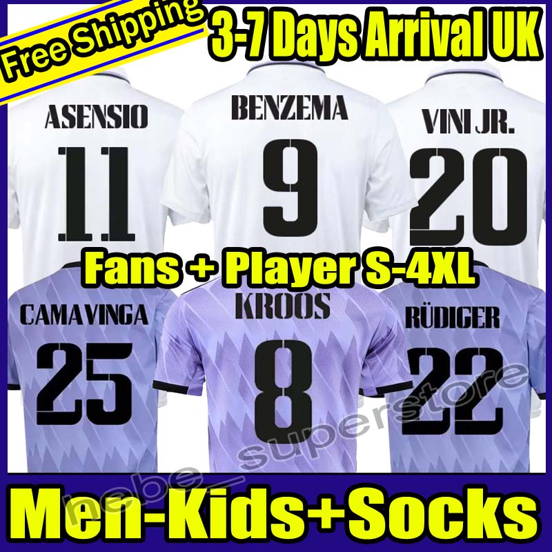 

S-4XL BENZEMA soccer jerseys 22 23 football shirt Real Madrids CAMAVINGA ALABA HAZARD ASENSIO MODRIC VALVERDE Fourth camiseta men kids uniforms VINI JR CASEMIRO, 22-23 kids