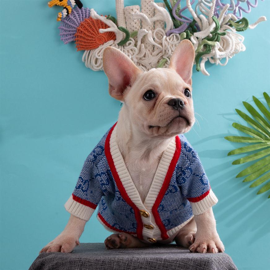 

Dog Apparel Knitted Cardigan Dogs Sweaters Designer Letters Printed Puppy Sweater Fashion Small Sweet Wind Outdoor Casual Sports A271x, Blue