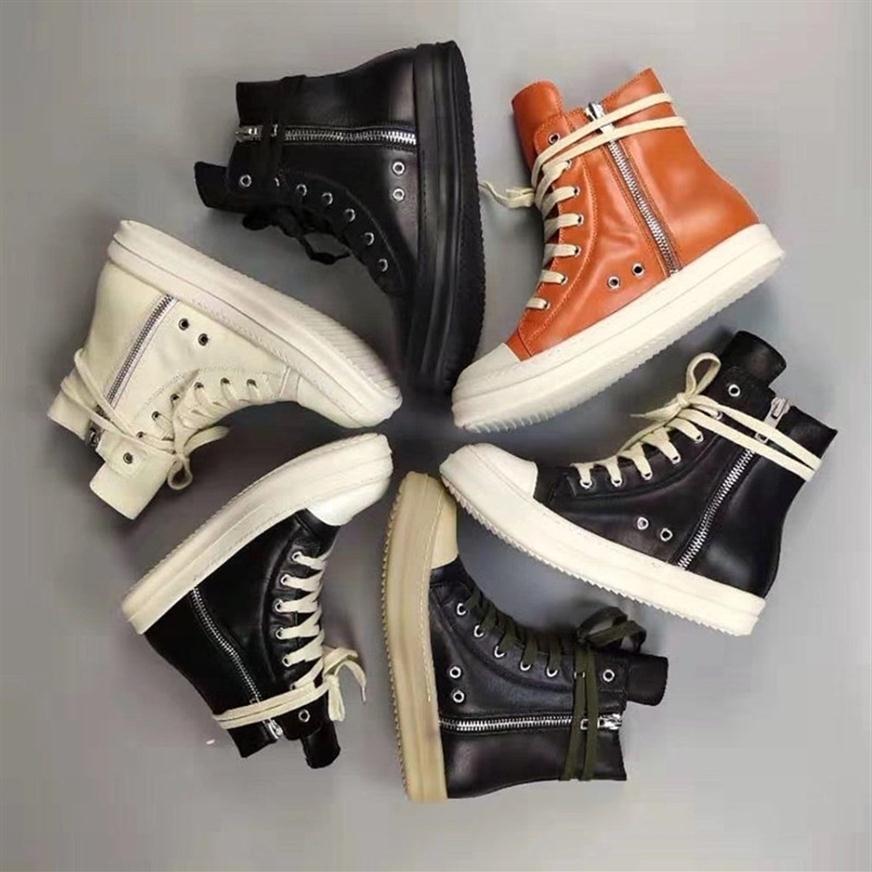 

Male High Top Ankle Boots Lace-Up Zip New Men Genuine Leather Casual Shoes Trainers Men Owen Shoes Flats Outwear Black Sneaker 2012159