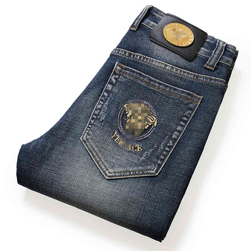Jeans masculin Medusa automne hiver jeans masculin Business Business Elastic Lociers de marque de marque de mendiant yq4x