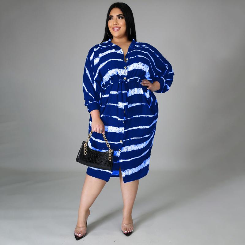

Plus Size Dresses 5xl For Women Printing Long Sleeves Buttons Irregular Loose Sleeve Fall Clothing Wholesale DropPlus, Black