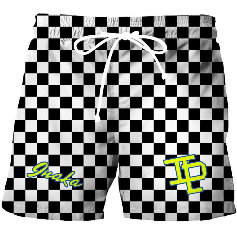 

Men' Shorts Summer Men'/women' Classic Black And White Checkered Print Sports Mesh Breathable Children' Fashion Beach PantsM, Dk-041499