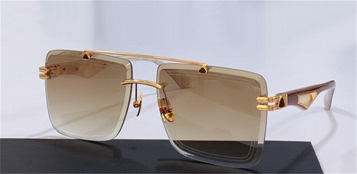 

Top man fashion design sunglasses THE ARTIST I exquisite square cut lens K gold frame high-end generous style outdoor uv400 protective eyewear