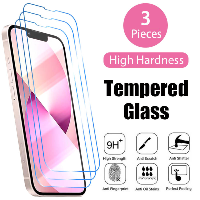 

3PCS Protective Glass iPhone 13 12 11 Pro Max Screen Protector for 13 12 Mini XS SE X XR 2020 8 7 6 6S Plus 5 5S