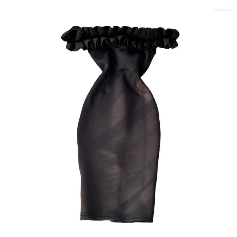 

Casual Dresses Fashion Vestidos Mujer Verano 2022 Slash Neck Ruffles Sexy Dress French Ladies Mini Banquet Party Vestido Summer, Picture color1