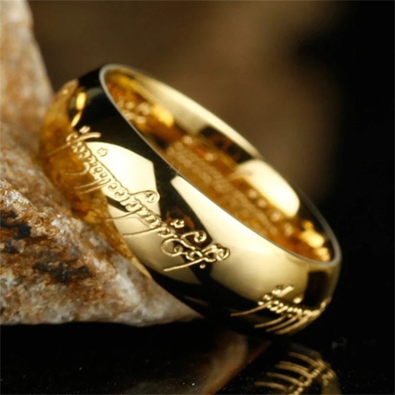 

High Quality 18K Gold Color Rings Good Gift Yellow Gold One Ring Of Power Jewelry for Women Men 220728
