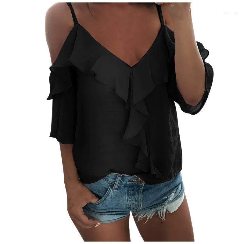 

Women' Blouses & Shirts Summer Women Off The Shoulder Shirt V-neck Plus Size Top Blusas Mujer De Moda 2022, Pink