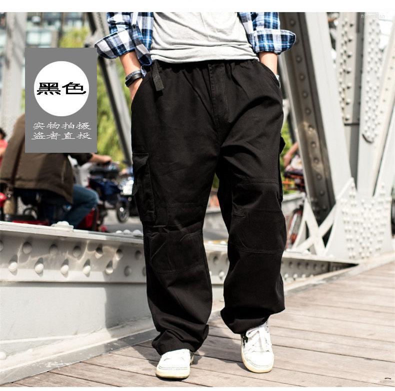 

Men' Pants Men' Hip Hop Wide Leg Cargo Men Cotton Loose Baggy Trousers Military Style Tactical Casual Streetwear Joggers MaleMen' Nao, Black