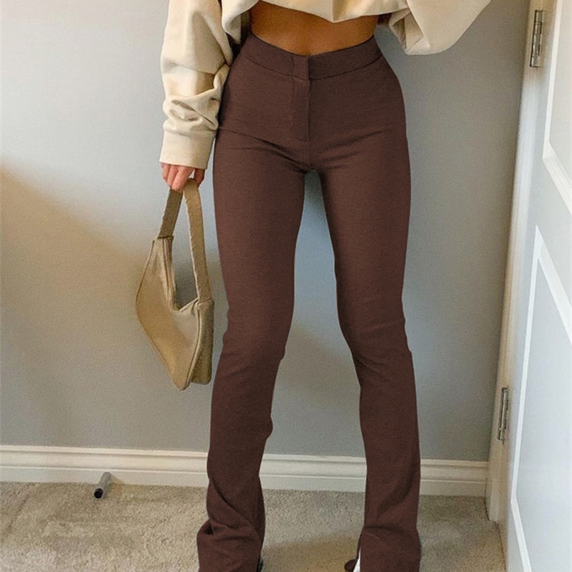 

Casual Skinny Elastic High Waist Stretchy Sports Sweatpants Women Trousers Slit Fashion Flared Leggings Joggers Iamty 220813, Clear