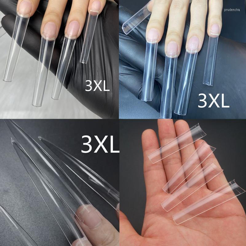 

False Nails XXXL Coffin Tips Straight Extra Long Square Nail Tip Stiletto No C Clear 3XL Half Cover/Full Cover Prud22, Square medium 240pcs
