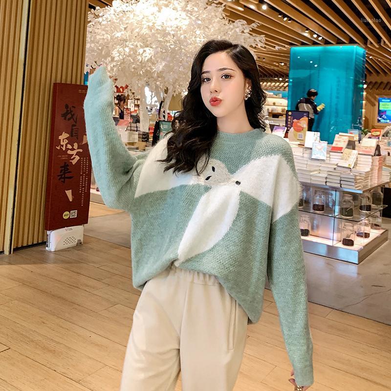 

Fashion Women Shirts Full Sleeve Loose Knitting Pattern Contrast Color Pullovers Blouse Shirt Light Grey Emerald 816 Women's Blouses &
