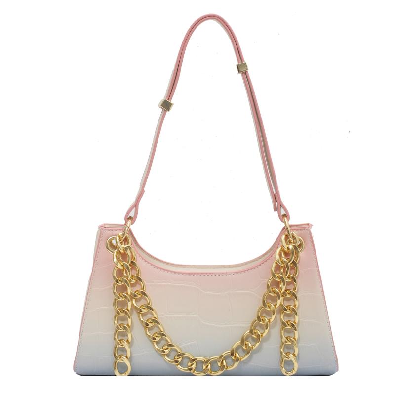

Evening Bags Small Handbags For Women Clutches Ladys Crossbody Bag Luxury Metal Chain Rainbow Gradient Color Leather Shoulder BagEvening, Pink shoulder bag