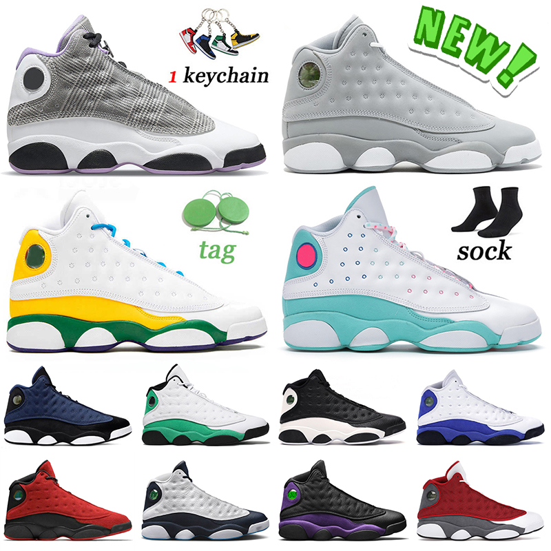 

2022 New Jumpman 13 13s High Basketball Shoes Houndstooth Wolf Grey Playground Soar Green Brave Blue Hyper Royal Reverse Bred Obsidian Mens Women Sneakers Trainers, C40 university blue 40-47