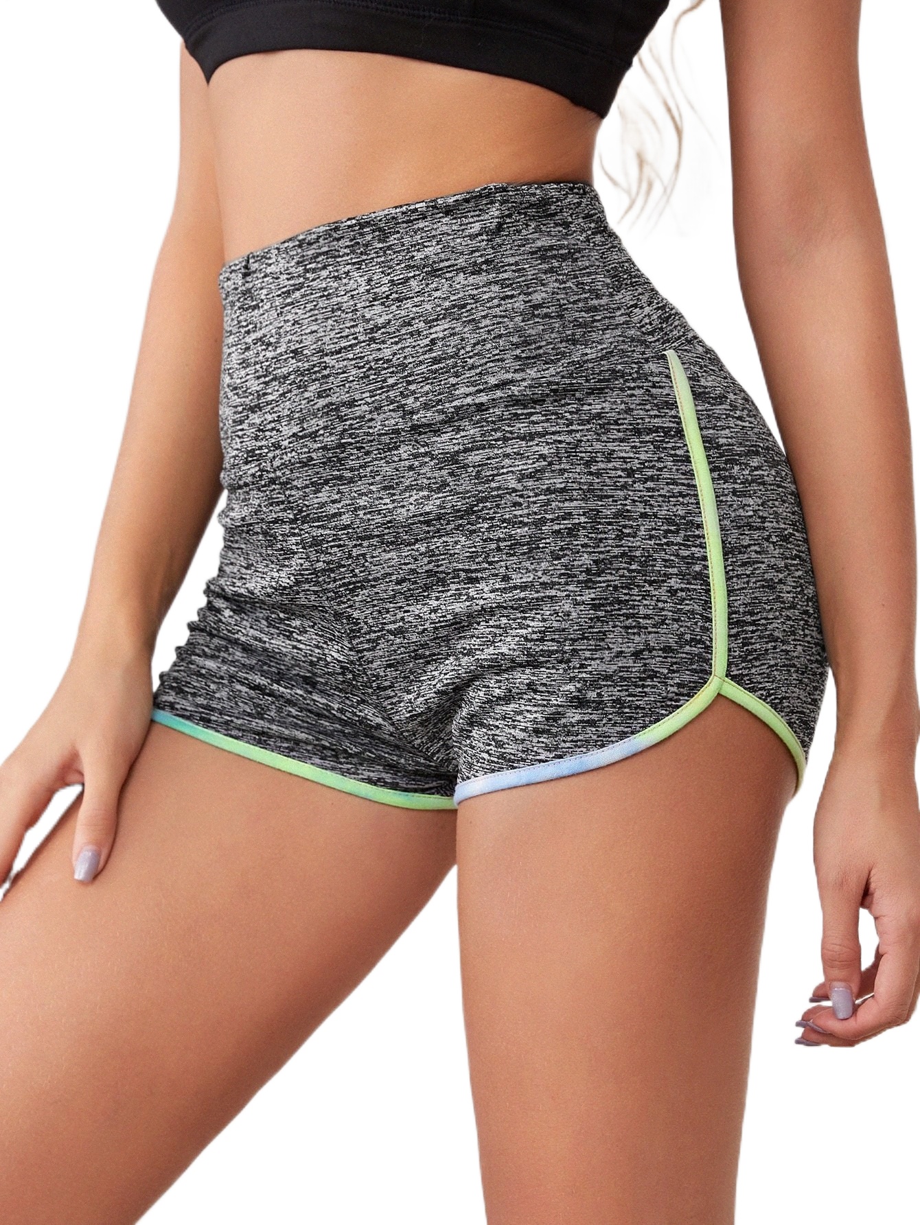 

marble Knit Contrast Binded Dolphin Shorts o0yj#, Grey
