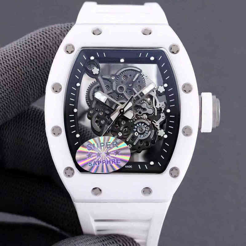 

Rakish Mechanical cool Wrist watches TV Factory rm055 mens Mechanics Business Leisure Multifunctional White Ceramic Tape Men's 2023 New Luxury Style, Black
