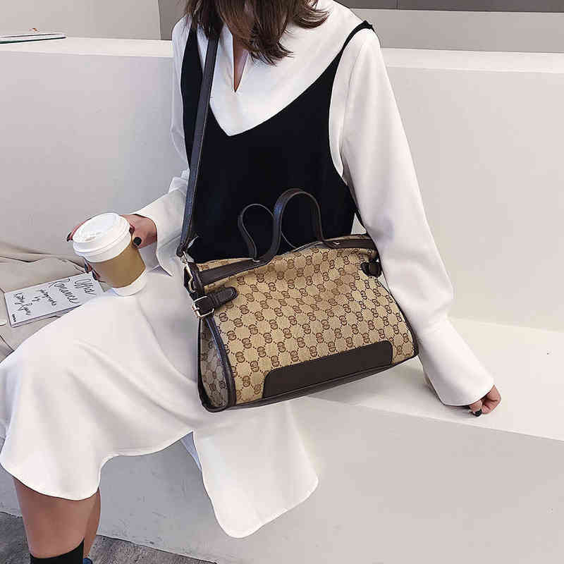 

Factory Online Export Designer Bags Old Flower New Style Versatile Fashionable Young Big Fabric Tote Bag, Khaki