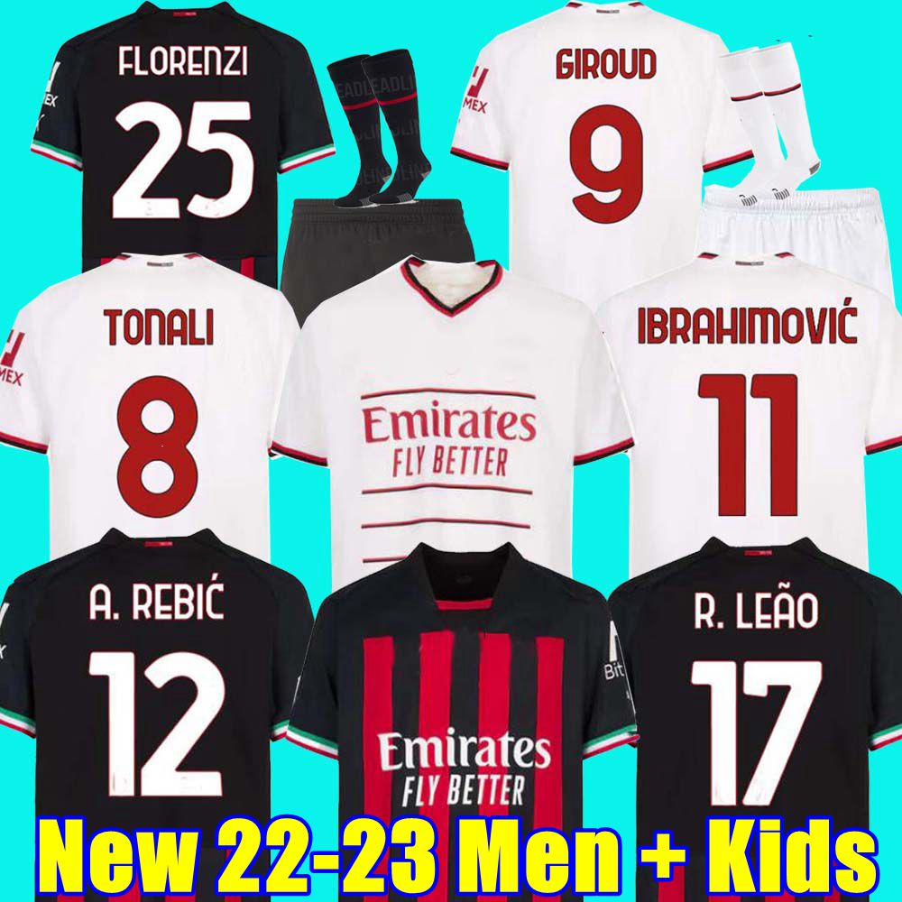 

22 23 soccer jersey 4th GIROUD AC MILANS TOMORI IBRAHIMOVIC football shirt 2022 2023 TONALI BENNACER REBIC Camiseta de futbol ROMAGNOLI LEAO, 22/23 aldult home