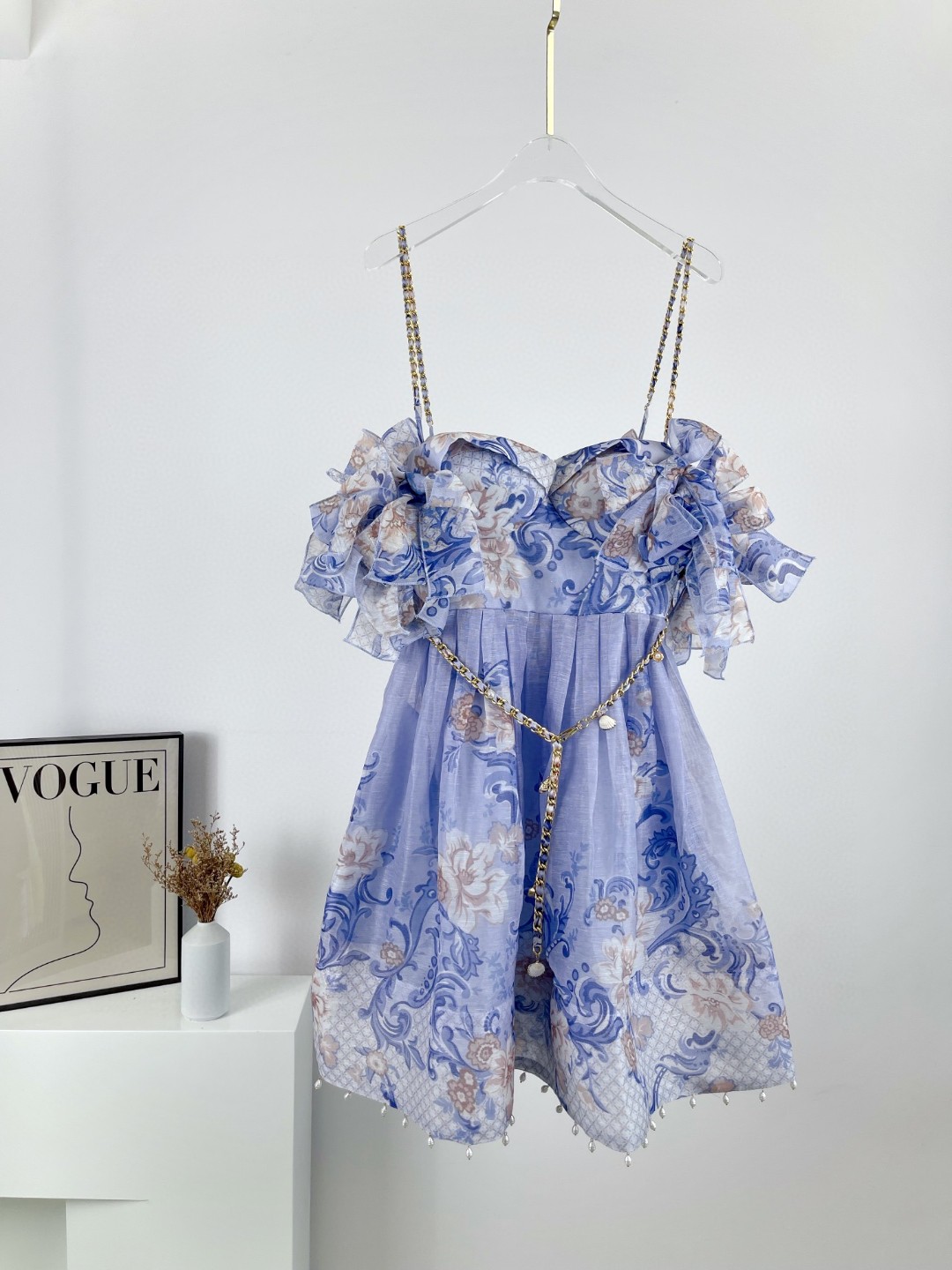

n35ew dress fashion versatile waist hollowed out Nail Drill V-neck temperament slim dress, Blue