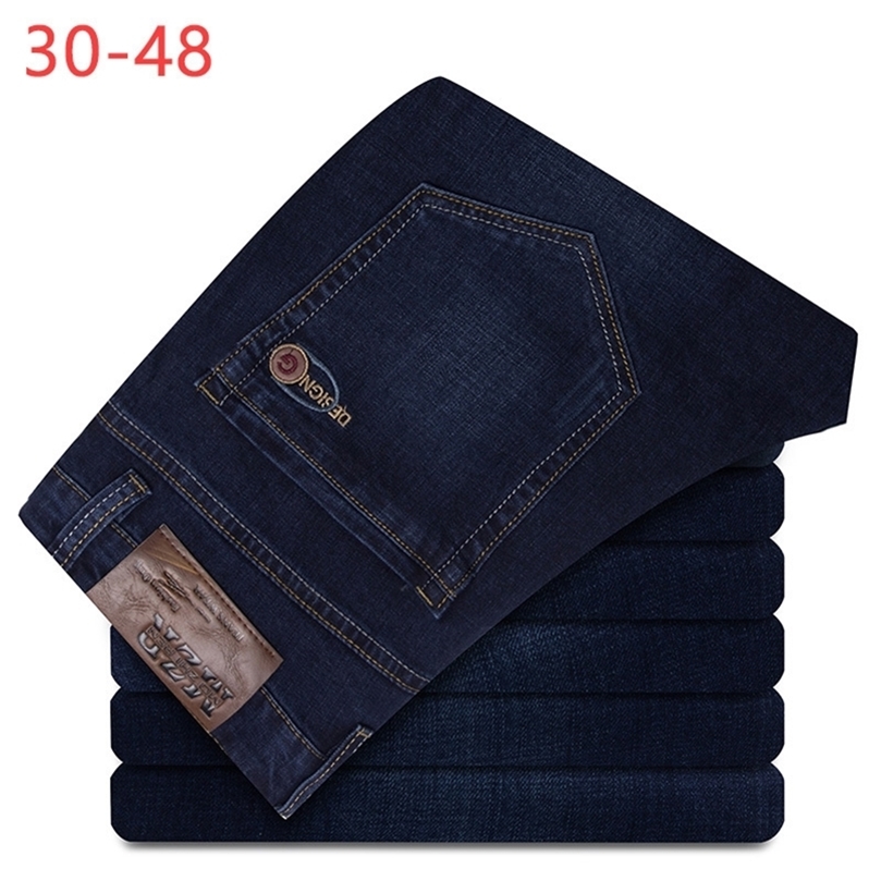 

Summer Big Size -48 Denim Jeans Men Baggy Pants Male Jogger Pants Classic Plus Trousers Business Casual Overalls CQY07 201128, Blue