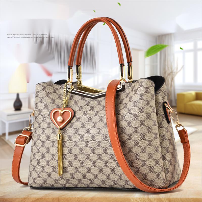 

new fashion women's bag large-capacity portable shoulder messenger bag printed tote bags, Bronze8625