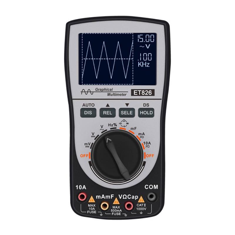 

ET826 Digital Oscilloscope Multimeter Color Screen Current Voltage Resistance Frequency Diode Tester With 4000 Counts