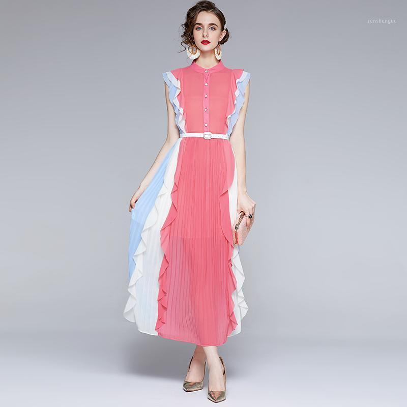

Casual Dresses High Quality Fashion Runway 2022 French Long Hepburn Style Slim Retreat Paint Pleated Dress, Red