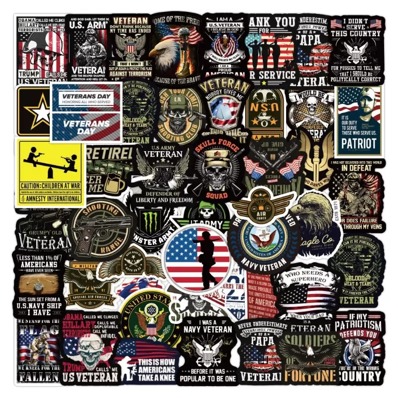 50pcs Commemorative Veterans Sticker cream graffiti Stickers for DIY Luggage Laptop Bicycle Stickers Decals Wholesale