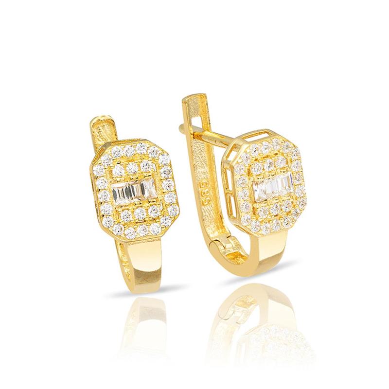 

Clip-on & Screw Back Baget Gemstone 14 Carat Gold Earrings