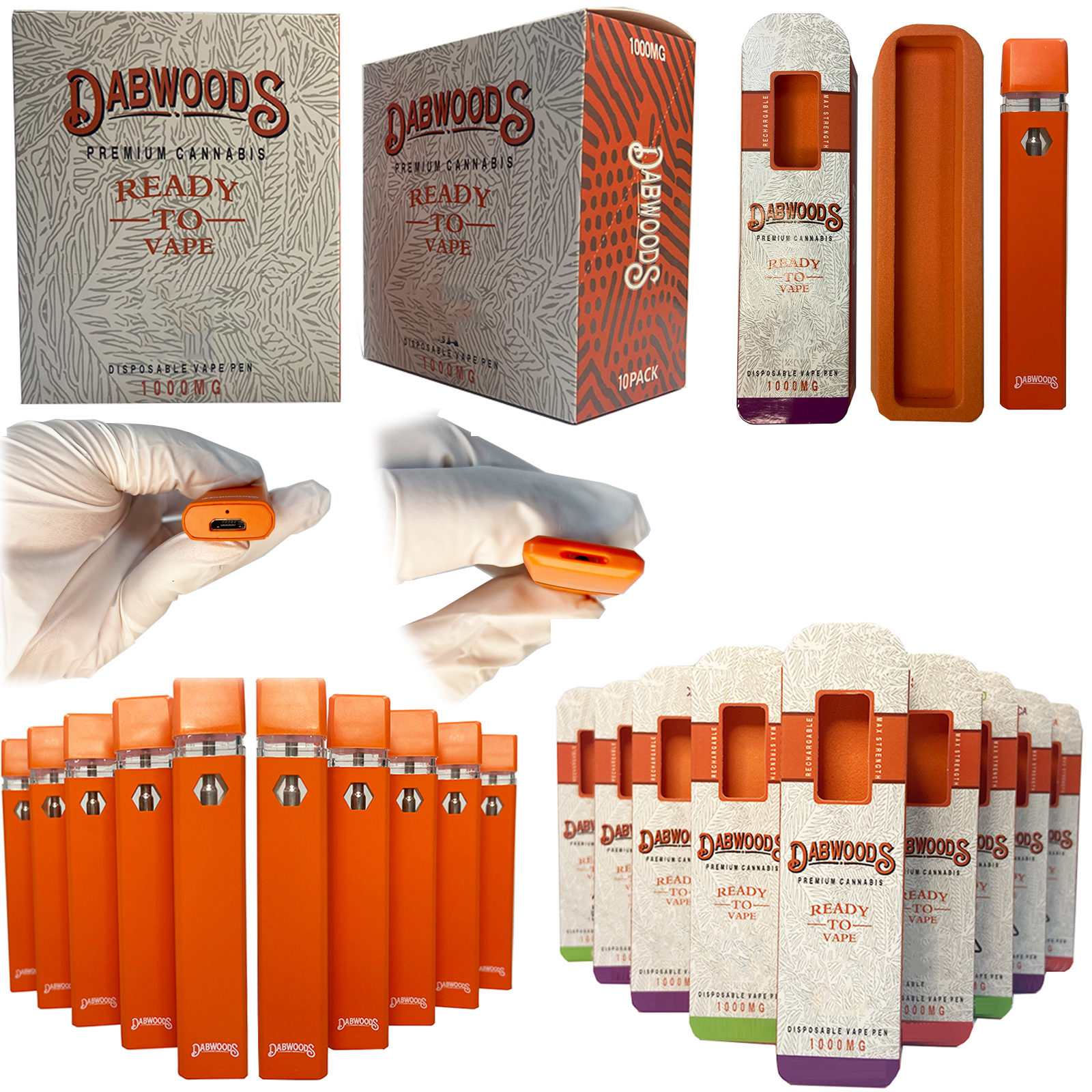 

Dabwoods Disposable Vape Pen Rechargeable E Cigarettes 1.0ML Tank Empty Pen Tank Pods Pens Cartridges 1 gram Snap Tip 280mah Battery Atomizers Thick Oil Vaporizer