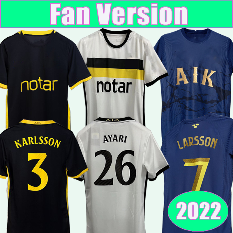 

2022 AIK Royal Edition Mens Soccer Jerseys Home Away LARSSON KARLSSON HUSSEIN AYARI 131Th Commemorative Edition Football Shirts Short Sleeve Uniforms, Qm9201 2022 home no patch