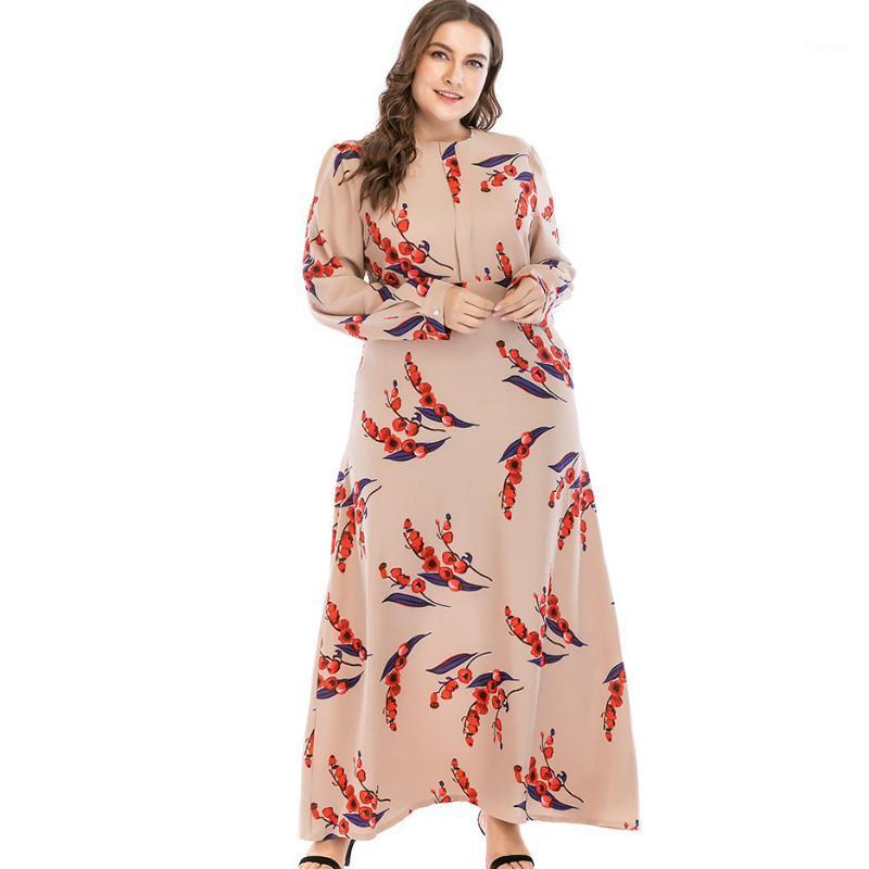 

Casual Dresses TUAHO Autumn Plus Size 7XL 6XL 5XL Print Elegant Dress Maxi Long Woman Floral Lady Vintage Women's CM167, Khaki