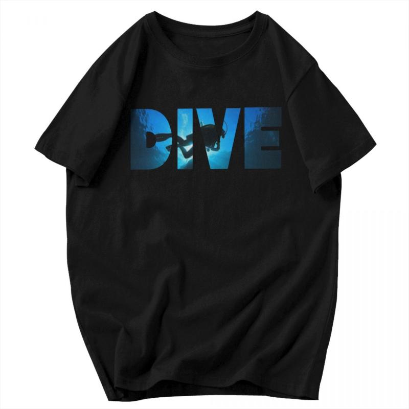 

Men' T-Shirts DIVE T Shirt Big Size Cotton Crewneck Homme Short Sleeve, White