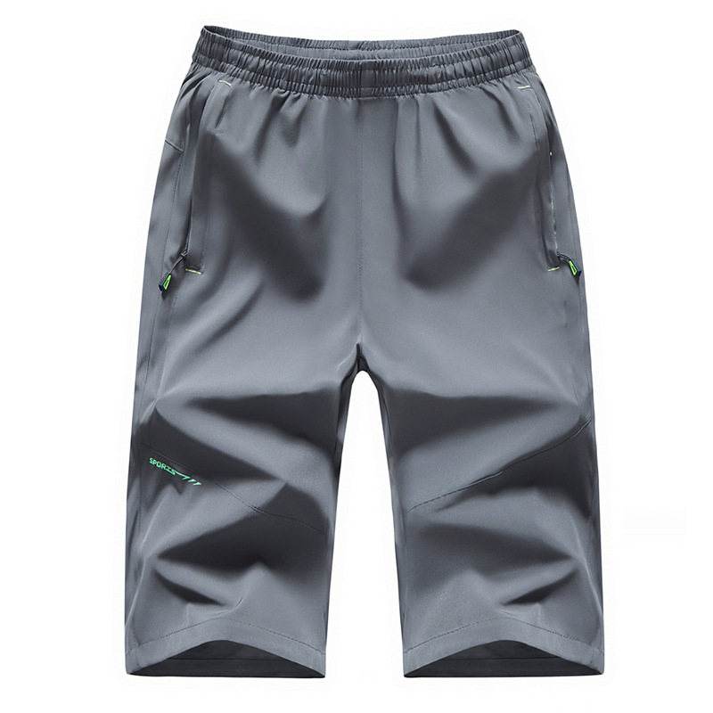 

Summer 2022 Elastic Waist Cropped Pants Men's Quick-dry Zipper Pocket Men's Sports Plus Size 8XLSports 3/4 Pants Running Shorts, Black