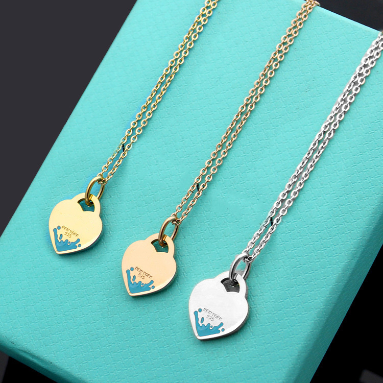 

designer LOVE oil drop Pendant necklace women luxury Double Heart Necklaces 925 silver Jewelry as gift with box